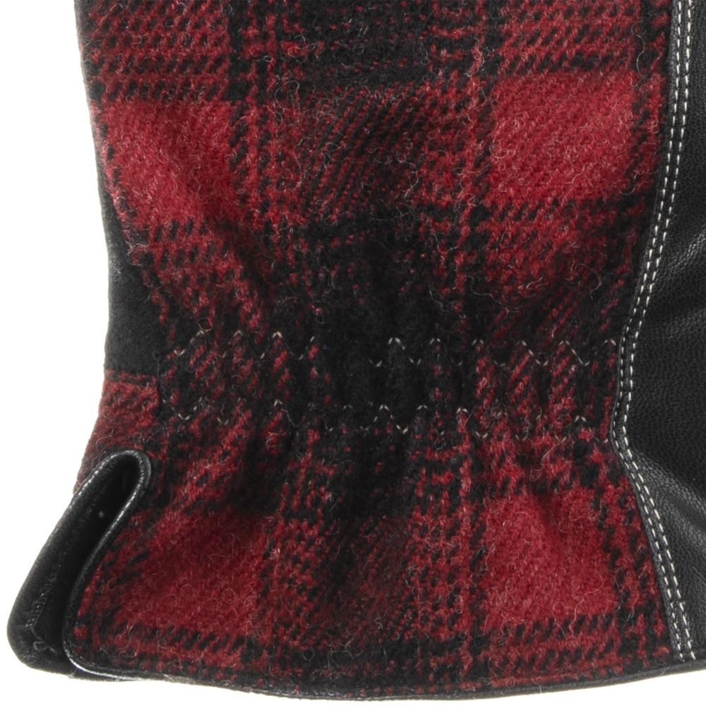 Men's Faux Suede and Microfiber Gloves in Black (Black and Red Plaid) Cuff Detail