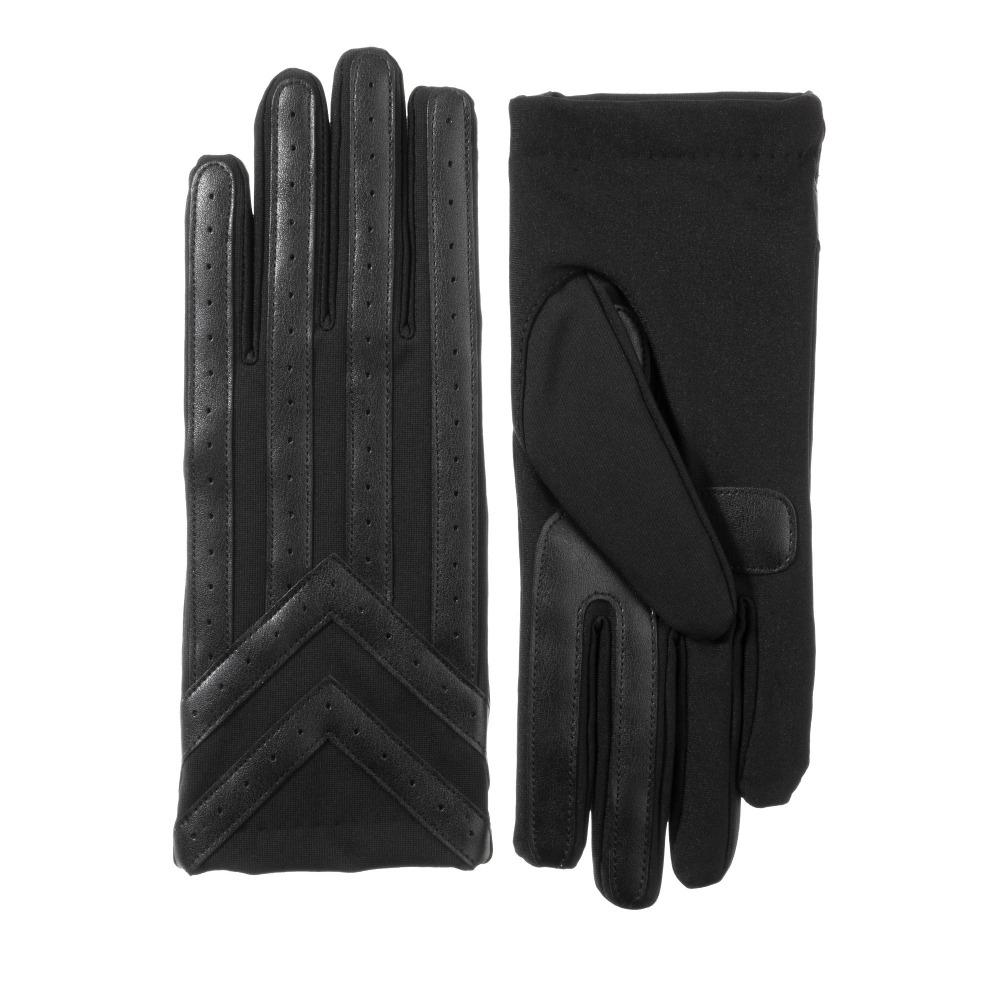 Men's Spandex Applique Chevron Gloves in Black Front and Back