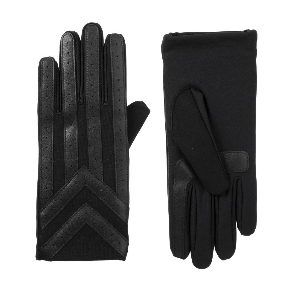 Men's Heritage Woven Applique Chevron Gloves in Black Front and Back