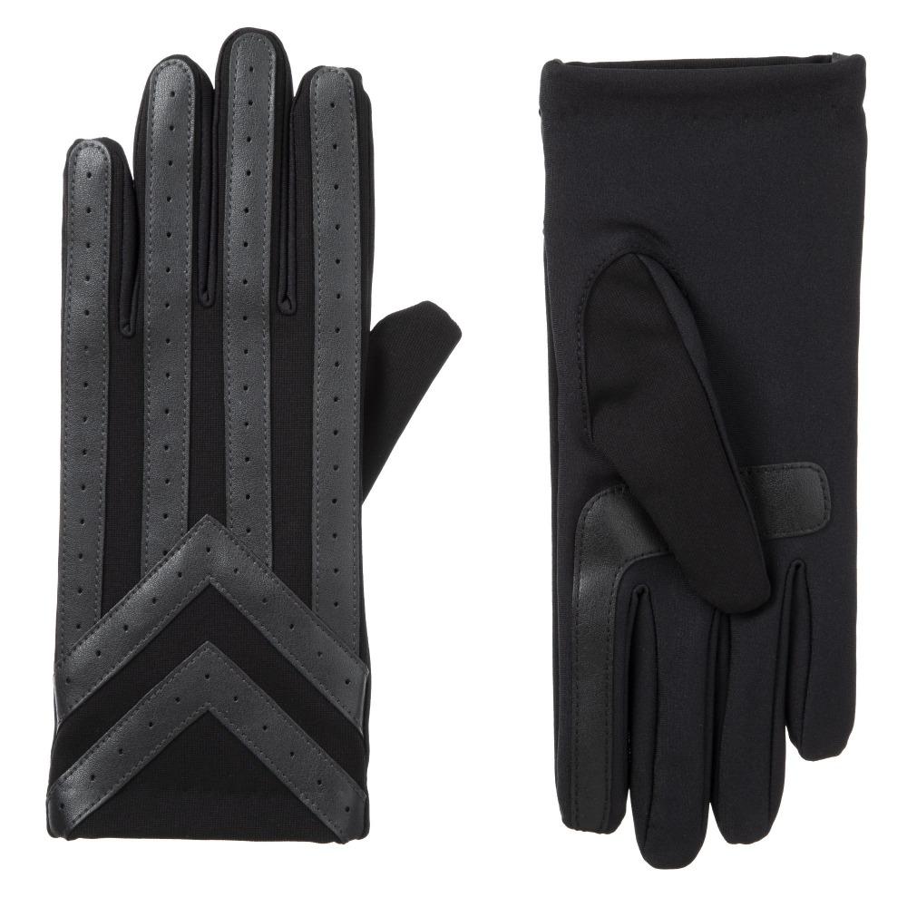 Men's Heritage Woven Applique Chevron Gloves in Charcoal Front and Back