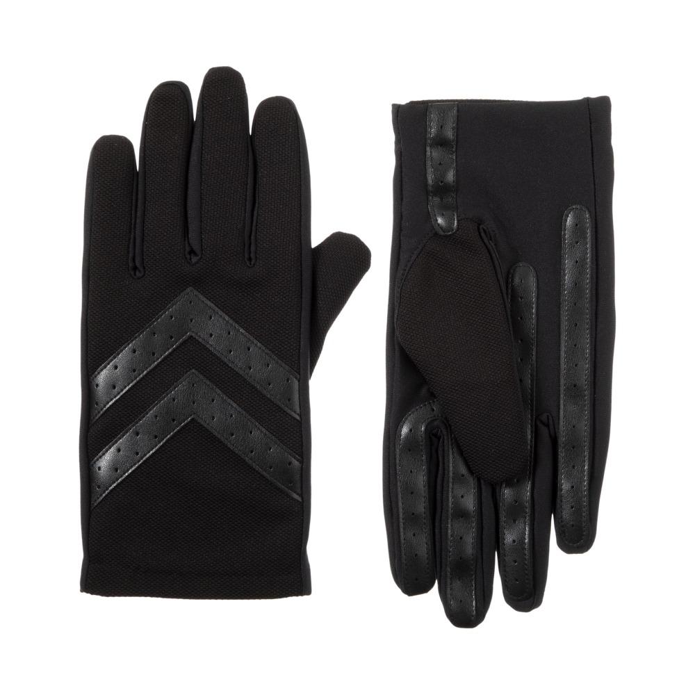 Men's Chevron Gloves IN Black Front and Back View