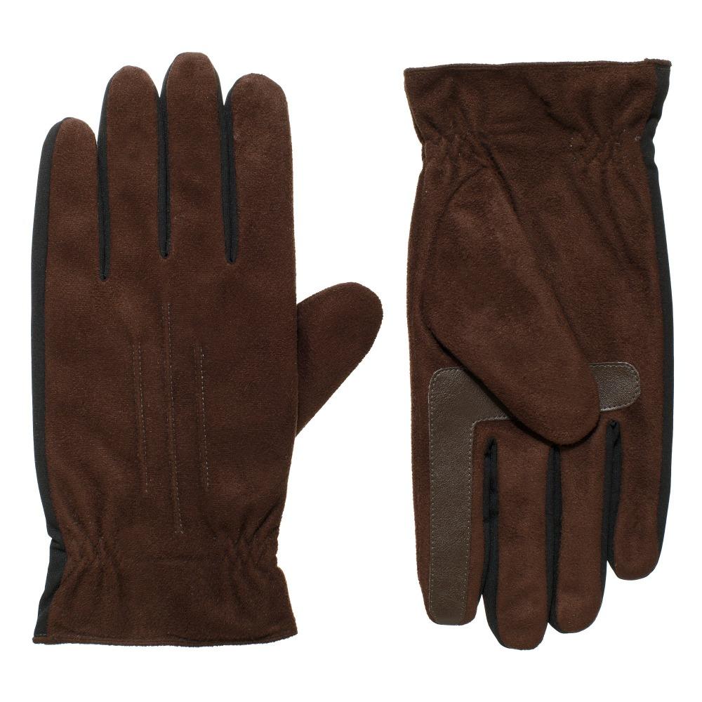 Men's Recycled Stretch Microsuede Gloves with THERMAflex Lining in dark brown