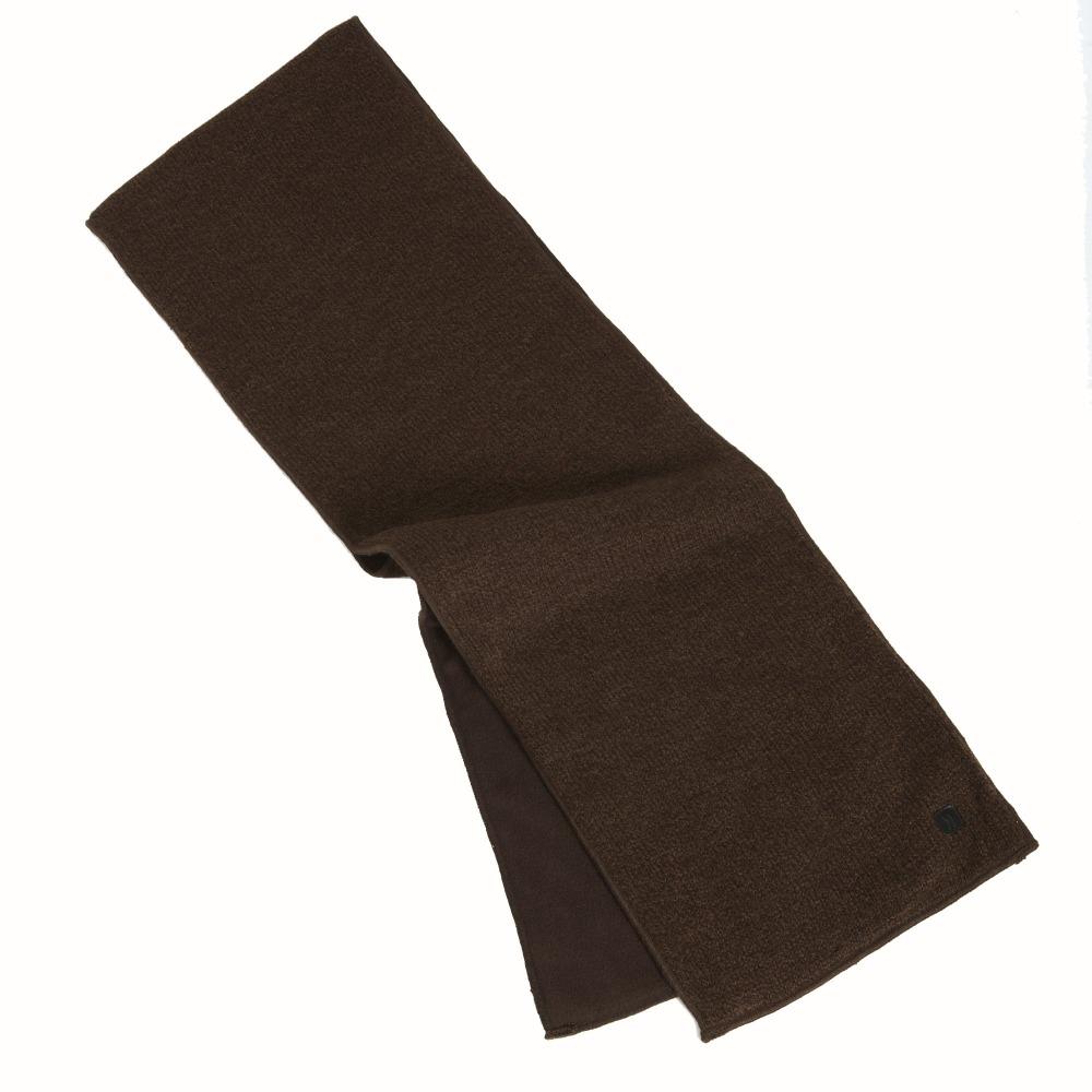 Men's Solid knit scarf with fleece lining in color chocolate