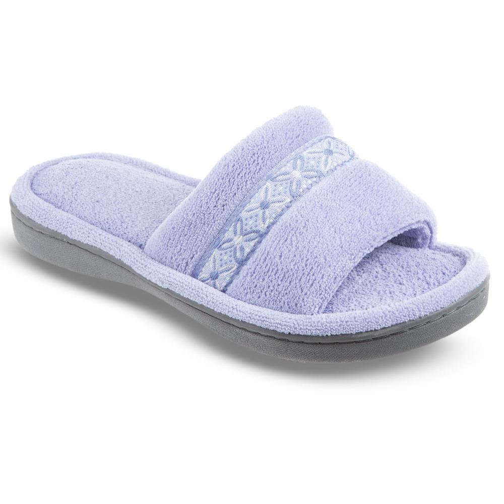 Women's Microterry Jenna Slide Slippers in Perwinkle Right Angled View