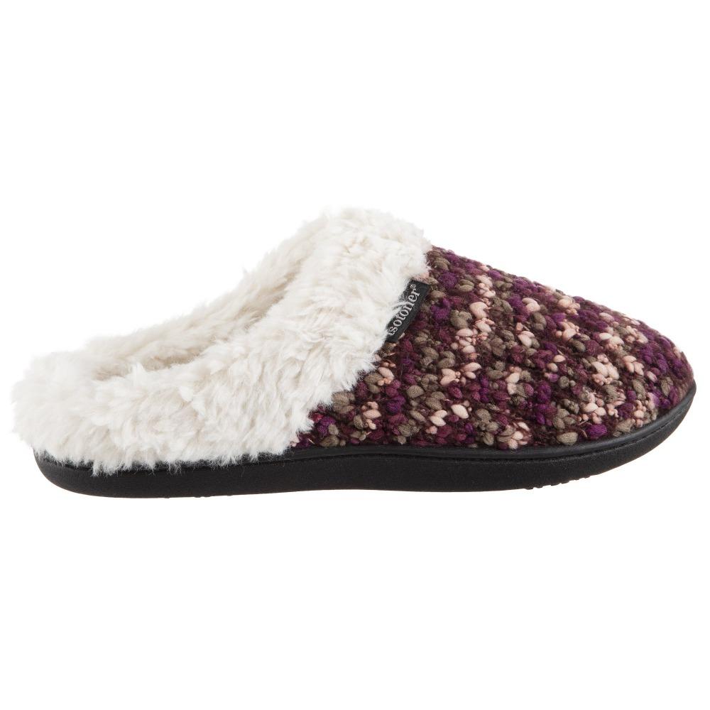 Women's Sweater Knit Amanda Hoodback Slippers in Henna (Maroon) Profile