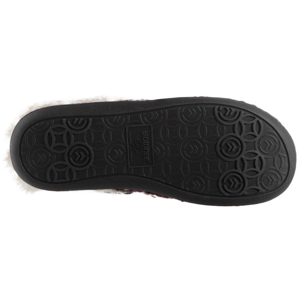 Women's Sweater Knit Amanda Hoodback Slippers in Henna (Maroon) Bottom Sole Tread