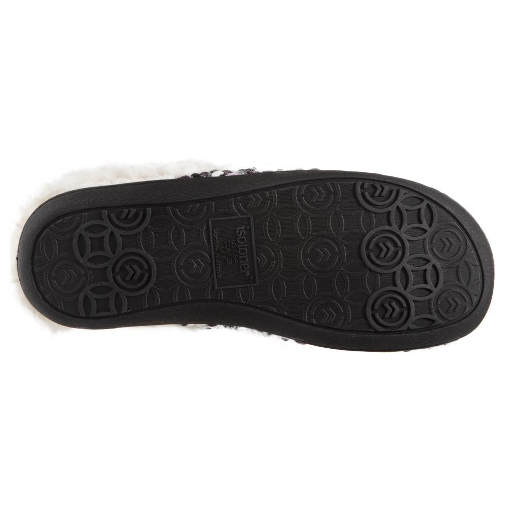 Women's Sweater Knit Amanda Hoodback Slippers in Heather with Purple Bottom Sole Tread