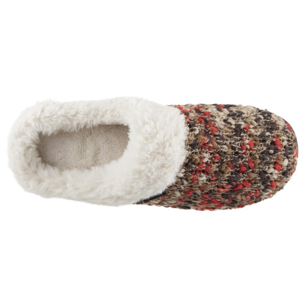 Women's Sweater Knit Amanda Hoodback Slippers in Heather with Orange Inside Top View