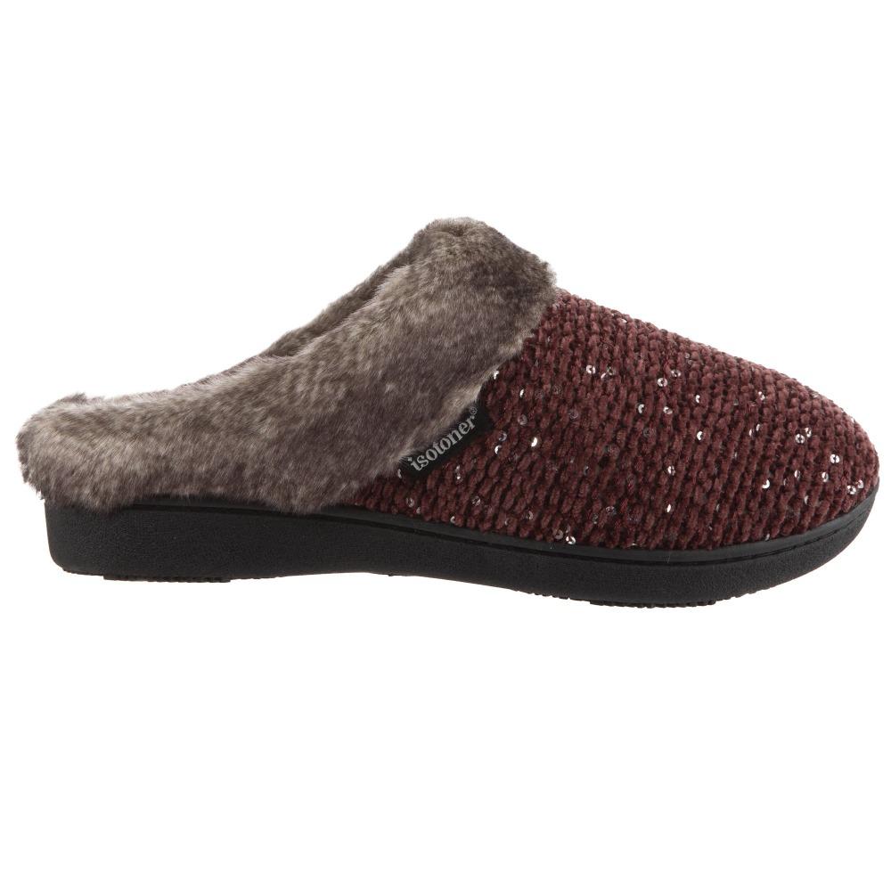 Women's Sequined Sweater Knit Hoodback Slippers Ewe 5