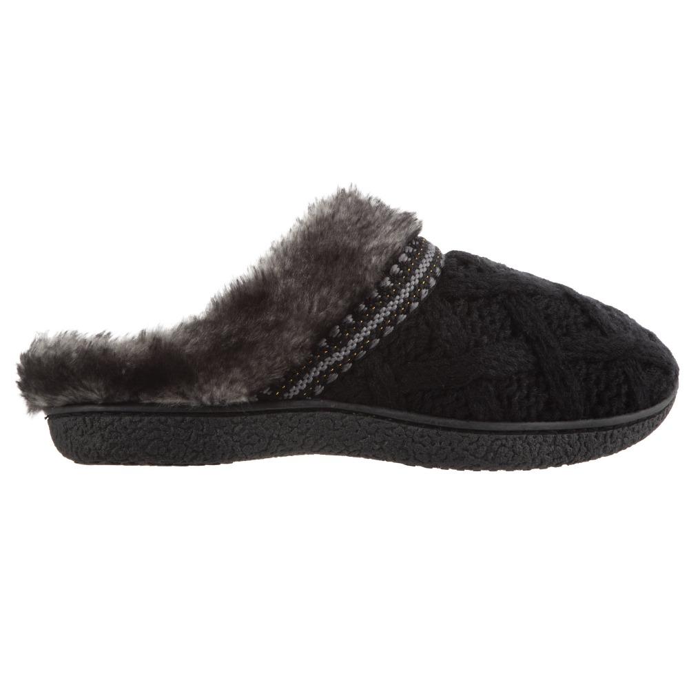 Women's Knit Tessa Hoodback Slippers in Black Profile