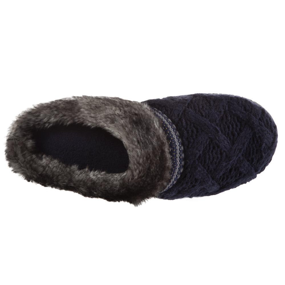 Women's Knit Tessa Hoodback Slippers in Navy Blue Inside Top View