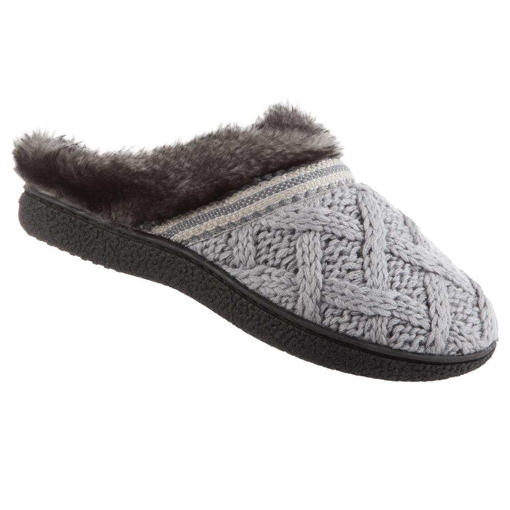 Women's Knit Tessa Hoodback Slippers in Stormy Grey Right Angled View