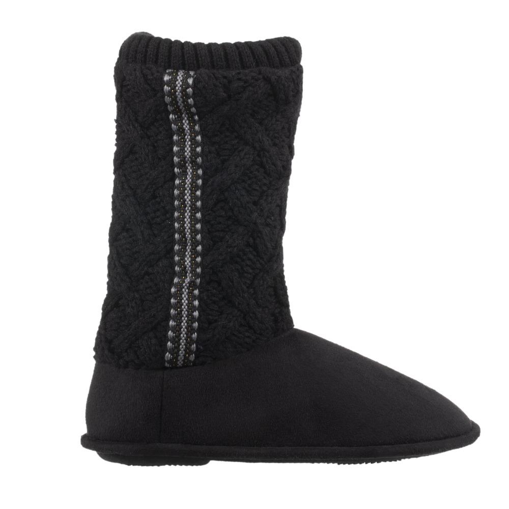 Women's Tessa Knit Tall Bootie Slippers Black Profile