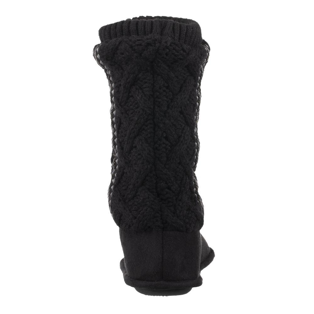 Women's Tessa Knit Tall Bootie Slippers Black Back Heel