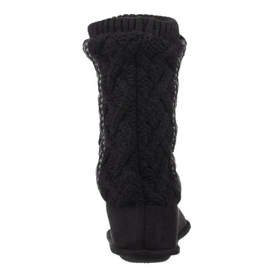 Women's Tessa Knit Tall Bootie Slippers Black Back Heel