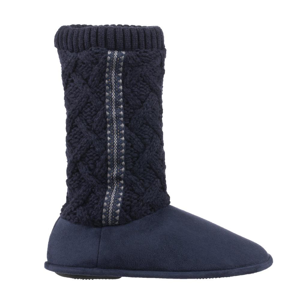 Women's Tessa Knit Tall Bootie Slippers Navy Profile