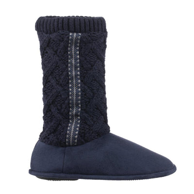 Women's Tessa Knit Tall Bootie Slippers Navy Profile