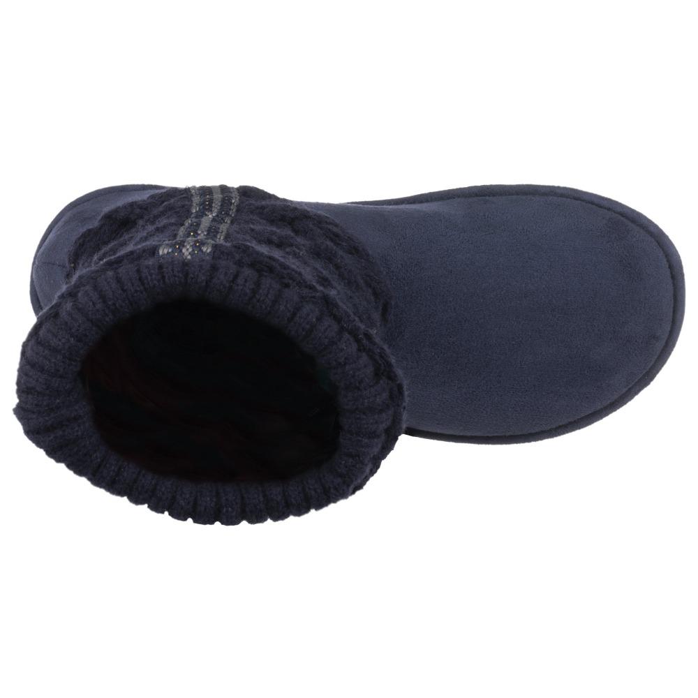 Women's Tessa Knit Tall Bootie Slippers Navy Inside Top View