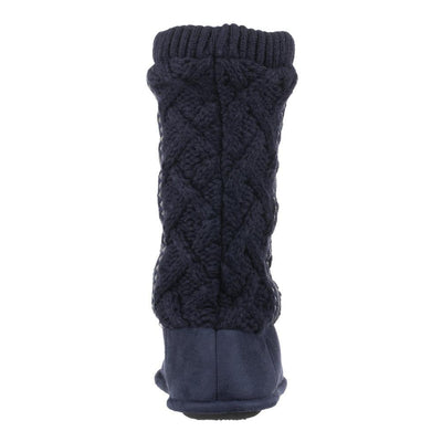 Women's Tessa Knit Tall Bootie Slippers Navy Back Heel