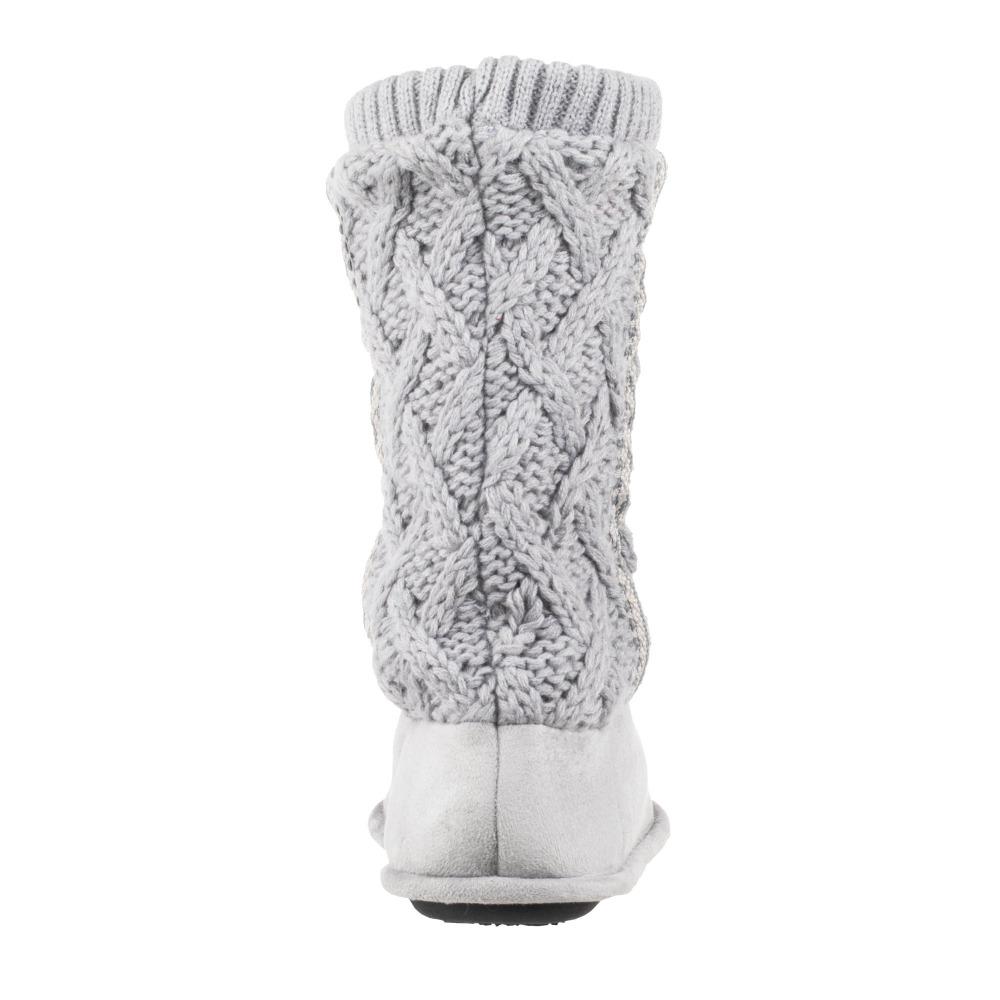 Women's Tessa Knit Tall Bootie Slippers Stormy Grey Back Heel