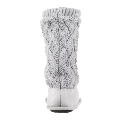 Women's Tessa Knit Tall Bootie Slippers Stormy Grey Back Heel