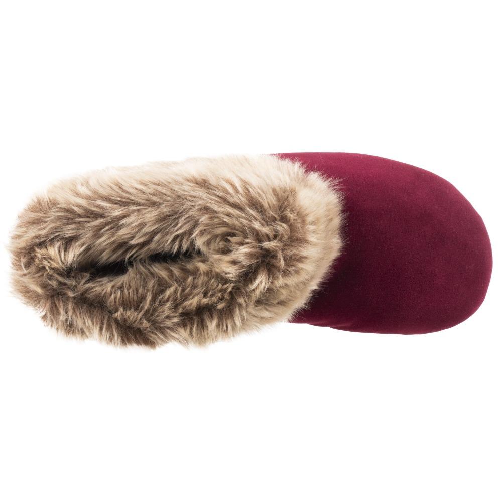 Women's Stretch Velour Sabrine Bootie Slippers in Henna (Maroon) Inside Top View