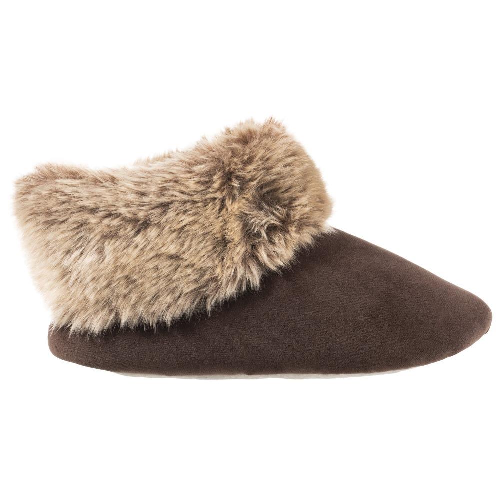 Women's Sabrine Stretch Velour Bootie Slippers Dark Chocolate Profile