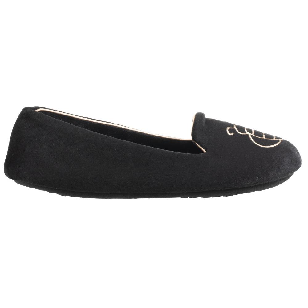 Women's Velour Conversational Smoking Slippers Black Profile