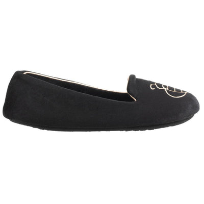 Women's Velour Conversational Smoking Slippers Black Profile