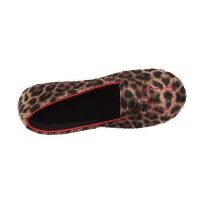 Women's Velour Conversational Smoking Slippers Cheetah Inside Top View