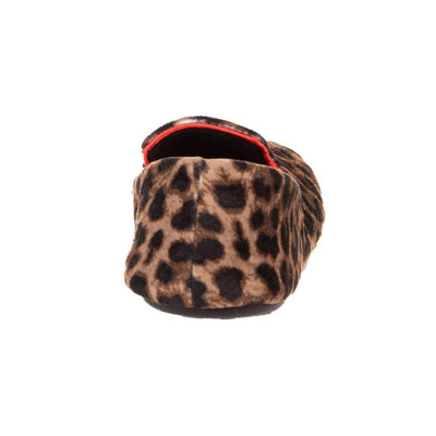 Women's Velour Conversational Smoking Slippers Cheetah Back Heel