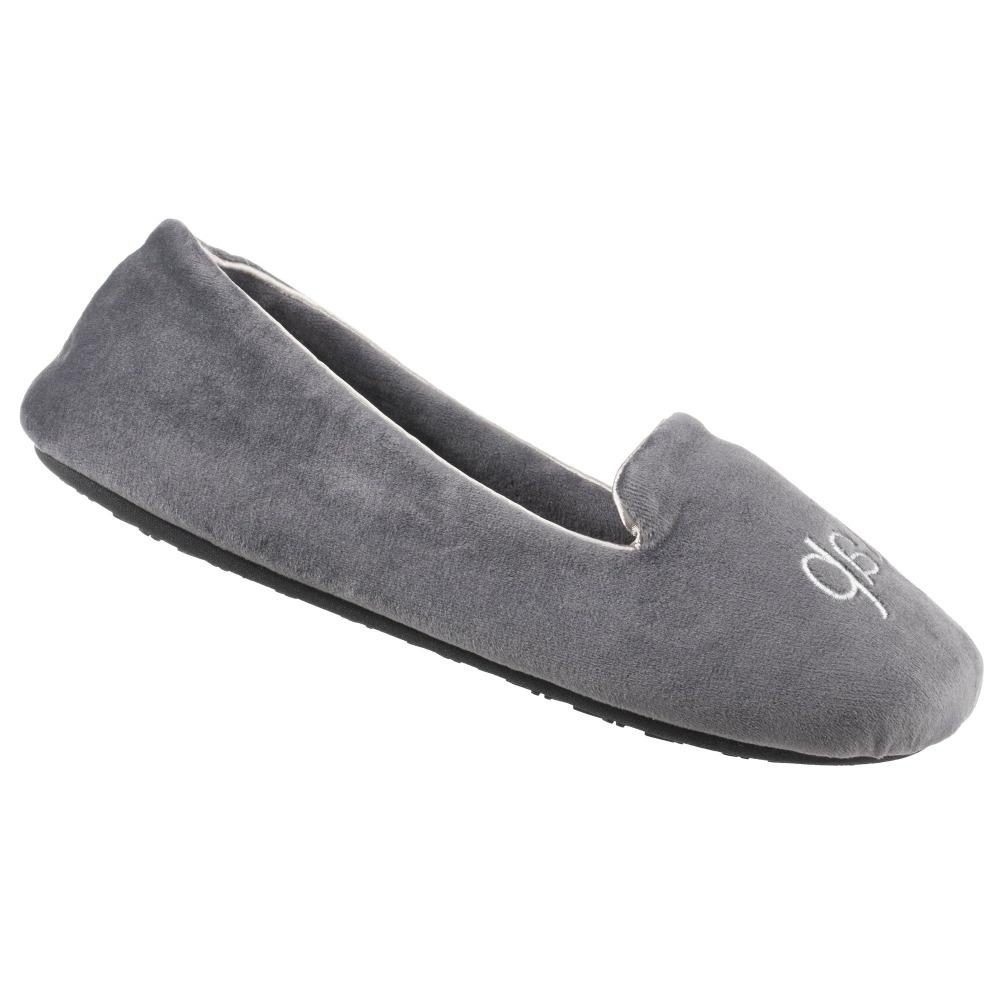 Women's Velour Conversational Smoking Slippers in Mineral Cat Nap Right Angled View