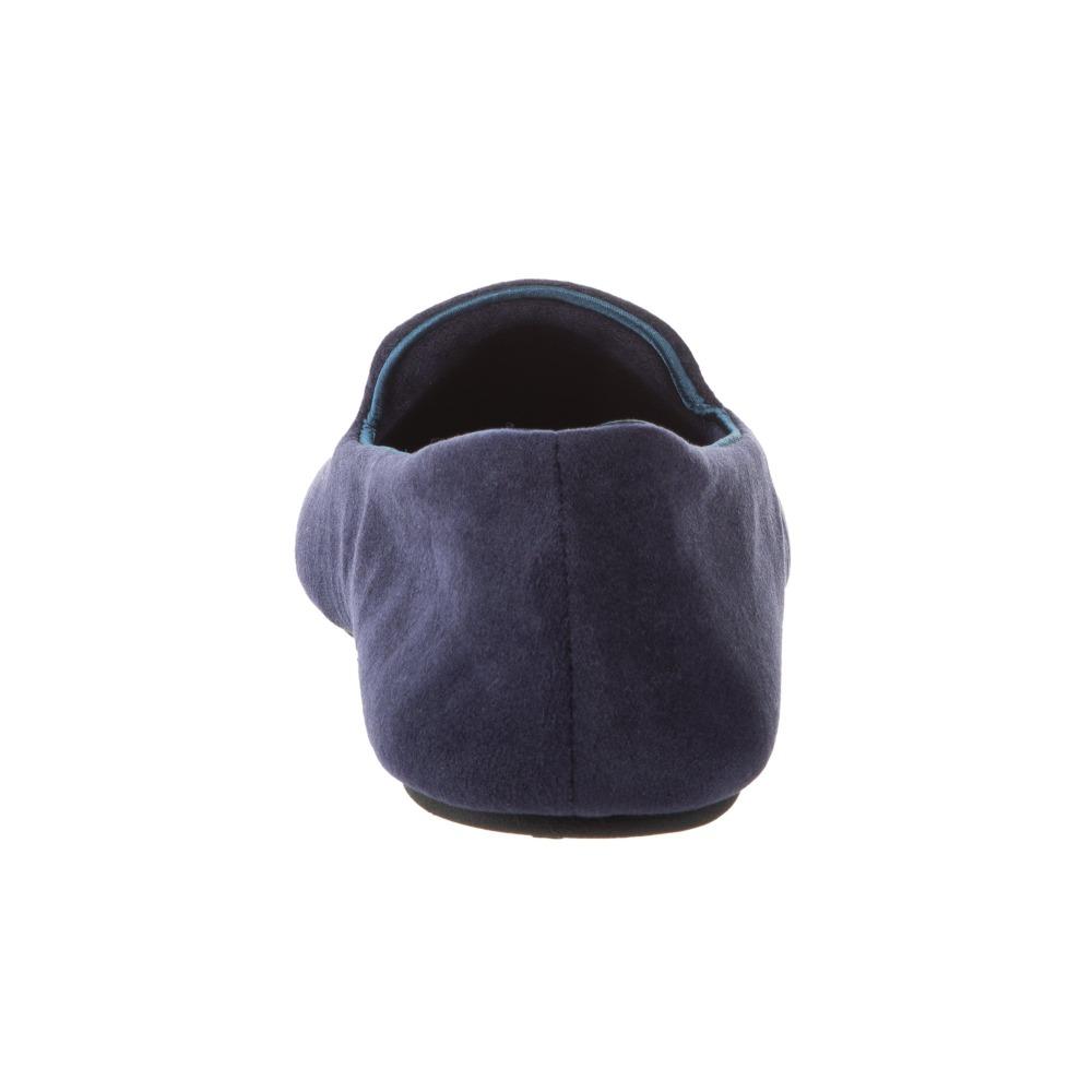 Women's Velour Conversational Smoking Slippers Navy Blue Back Heel