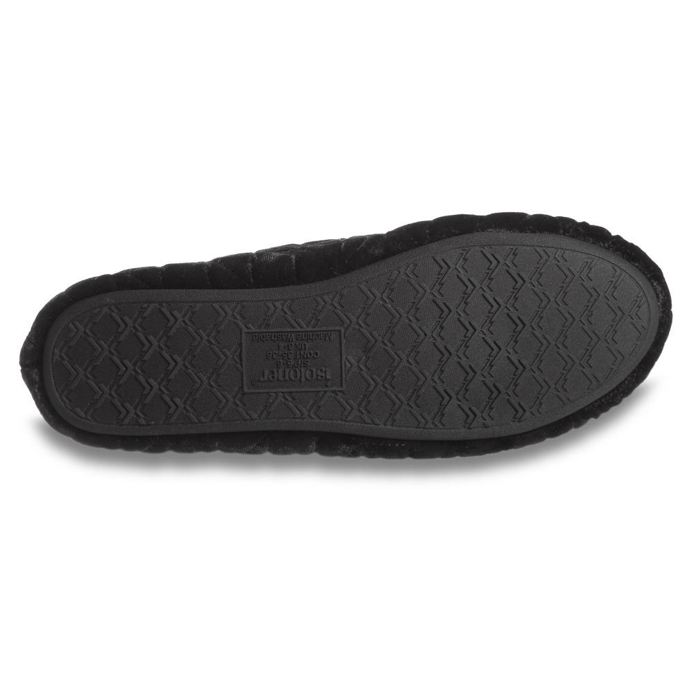 Women's Stephanie Crushed Velour Closed Back Slippers in Black Bottom Sole Tread
