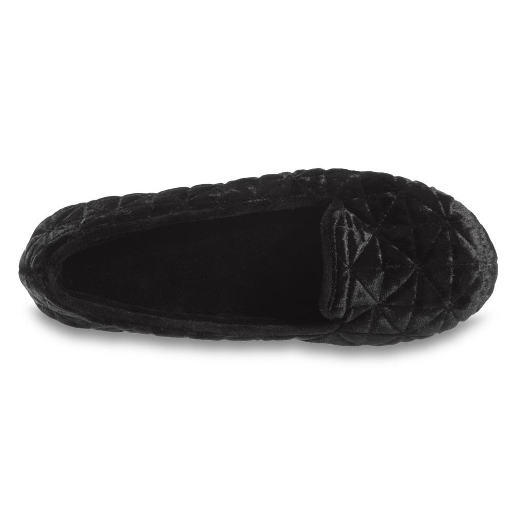 Women's Stephanie Crushed Velour Closed Back Slippers in Black Inside Top View