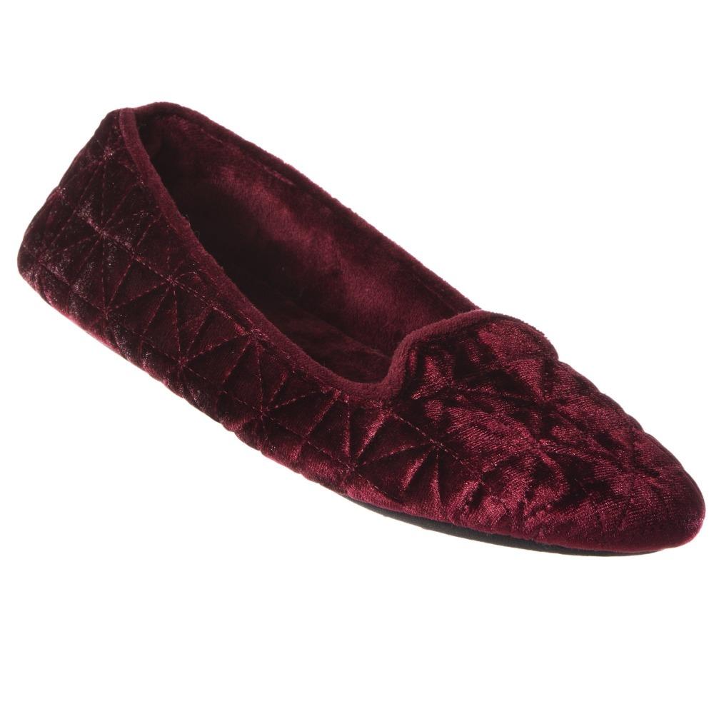 Women's Stephanie Crushed Velour Closed Back Slippers in Chili Red Right Angled View