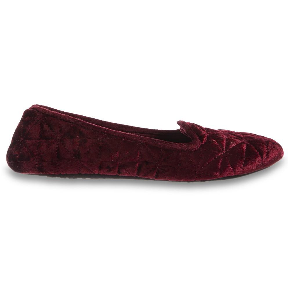 Women's Stephanie Crushed Velour Closed Back Slippers in Chili Red Profile