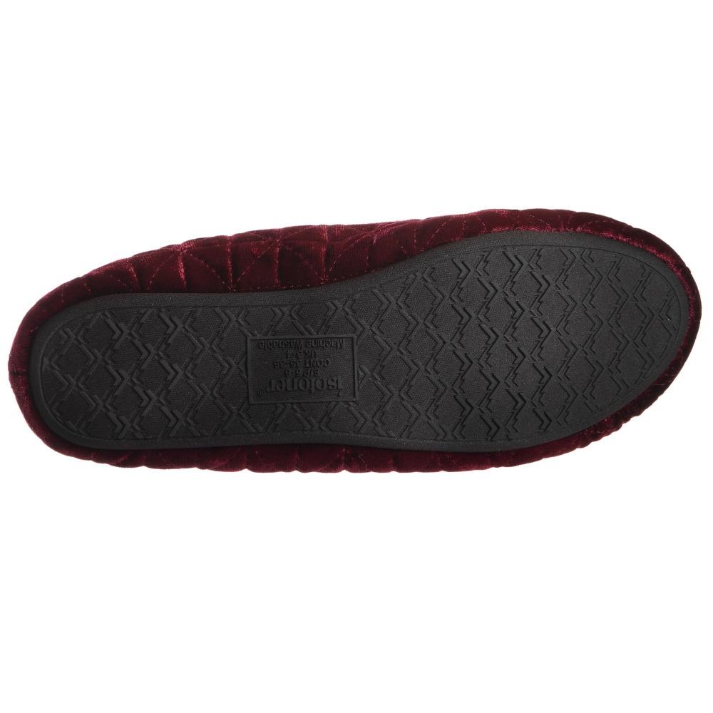 Women's Stephanie Crushed Velour Closed Back Slippers in Chili Red Bottom Sole Tread