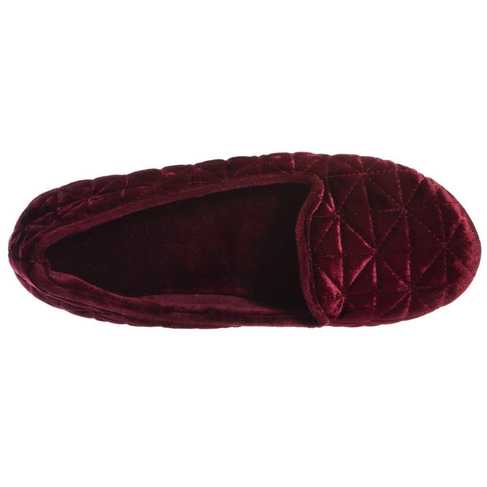 Women's Stephanie Crushed Velour Closed Back Slippers in Chili Red Inside Top View