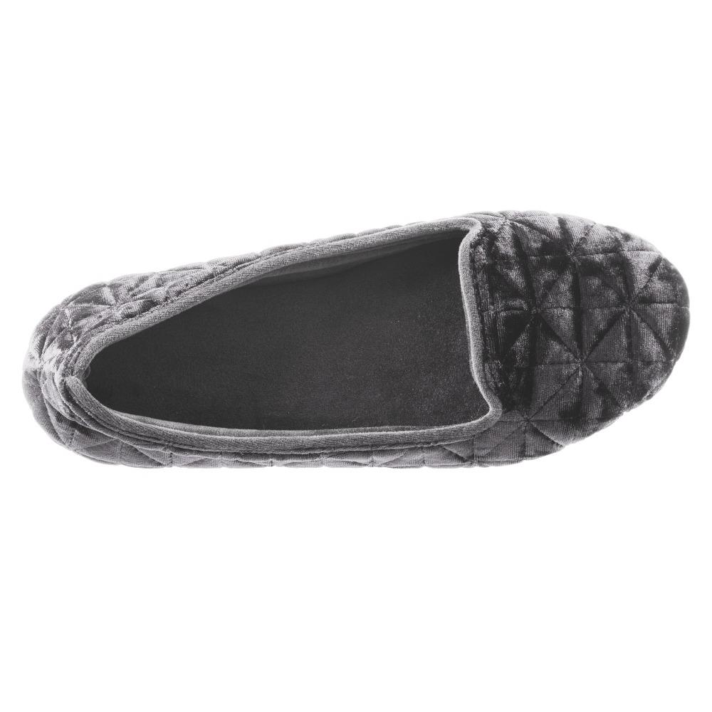 Women's Stephanie Crushed Velour Closed Back Slippers in Light Grey Inside Top View