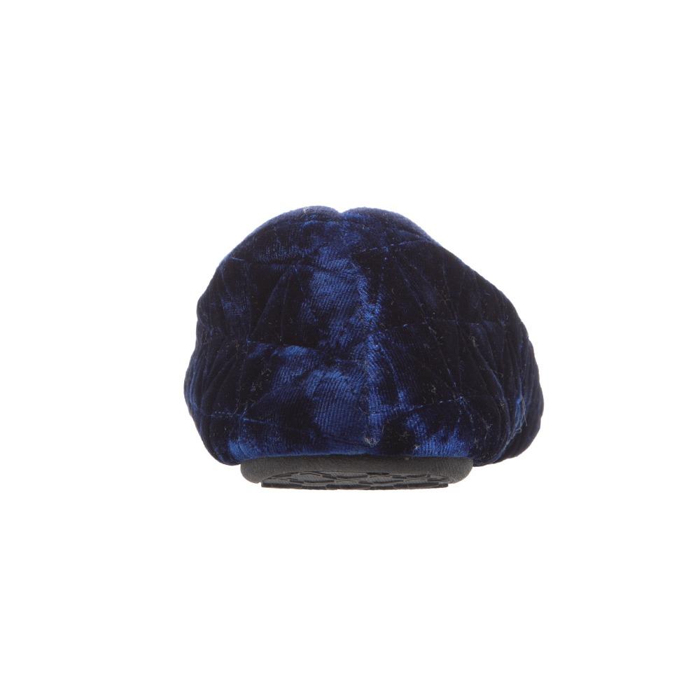Women's Stephanie Crushed Velour Closed Back Slippers in Navy Blue Back Heel
