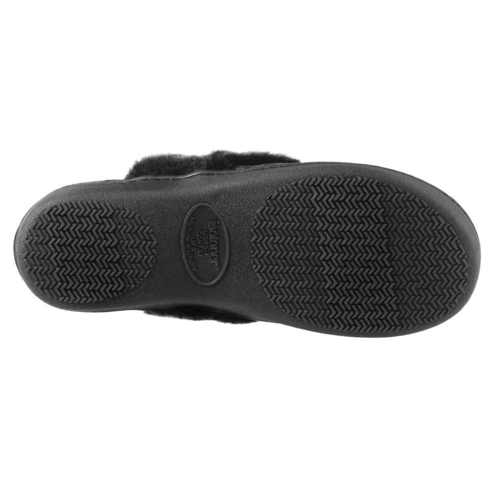 Women's Crushed Velour Stephanie Clog Slippers in Black Bottom Sole Tread