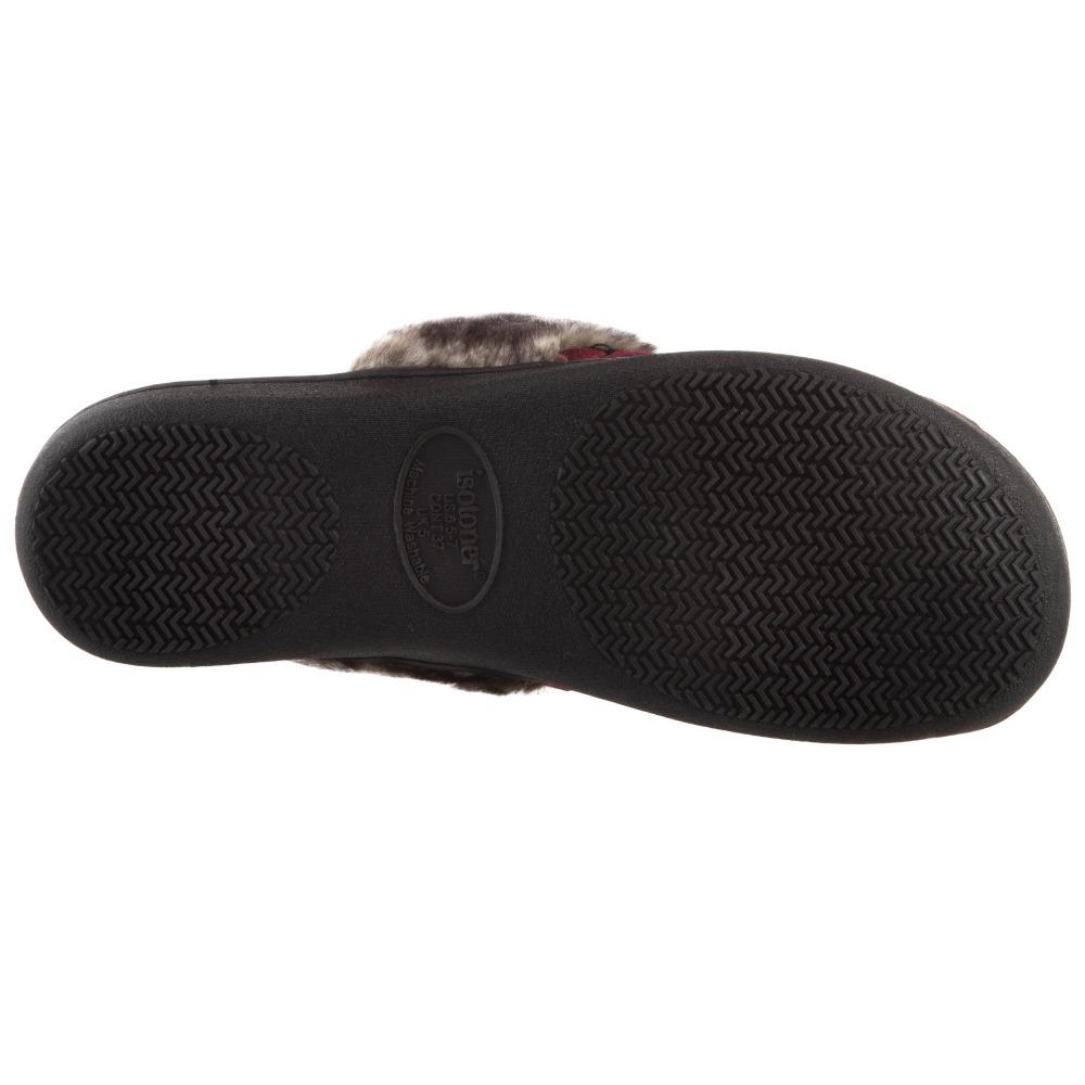 Women's Crushed Velour Stephanie Clog Slippers in Henna Red Bottom Sole Tread