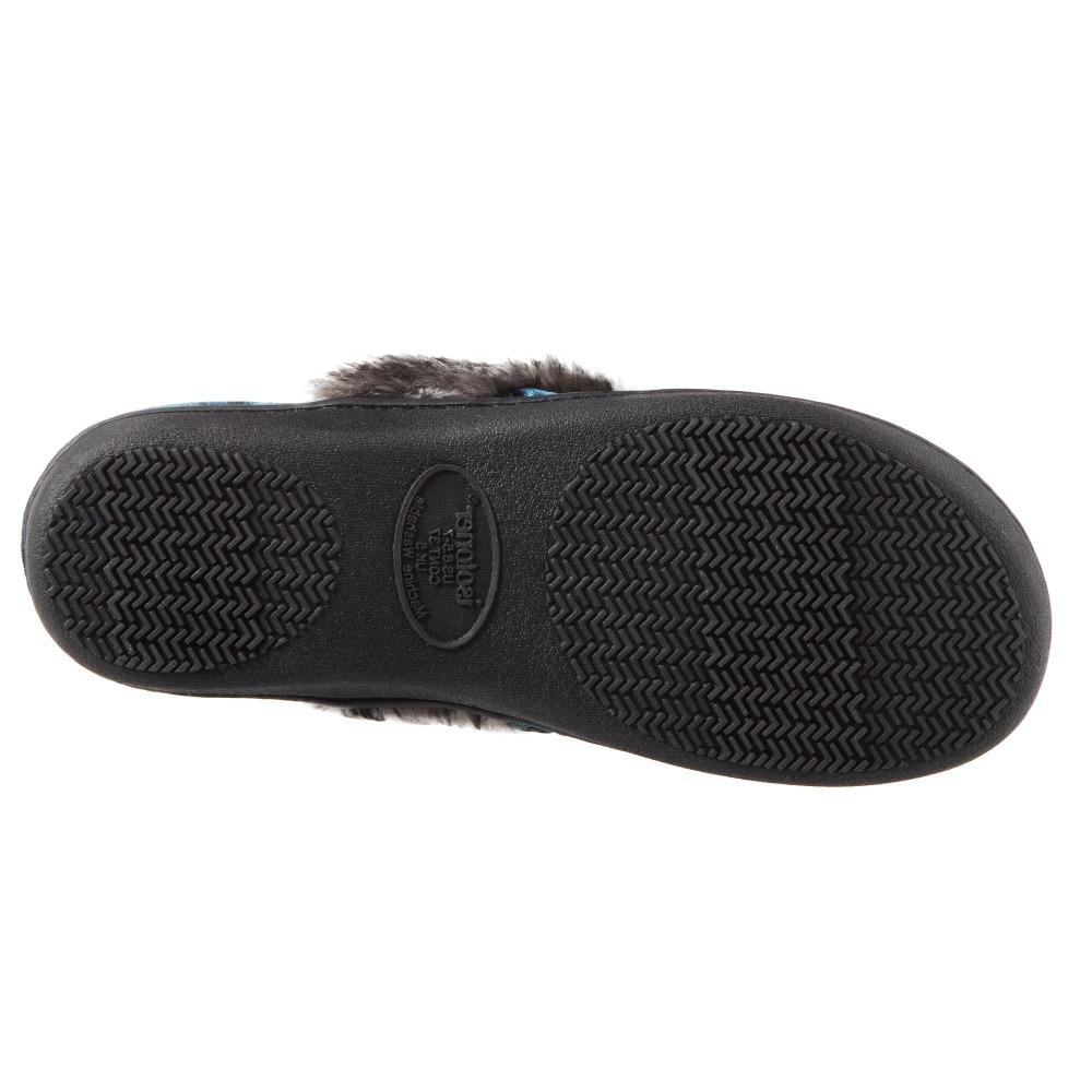 Women's Crushed Velour Stephanie Clog Slippers in Moroccan Blue Bottom Sole Tread