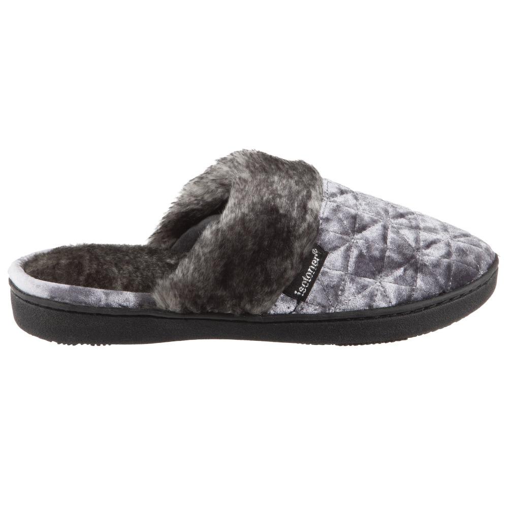 Women's Crushed Velour Stephanie Clog Slippers in Mineral Profile