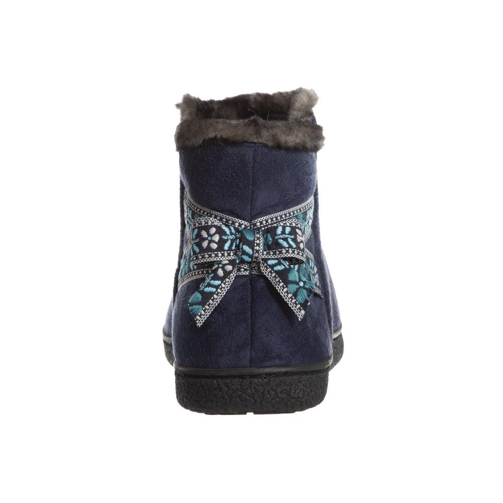 Women's Nora Microsuede Boot Slippers Navy Blue Back Heel
