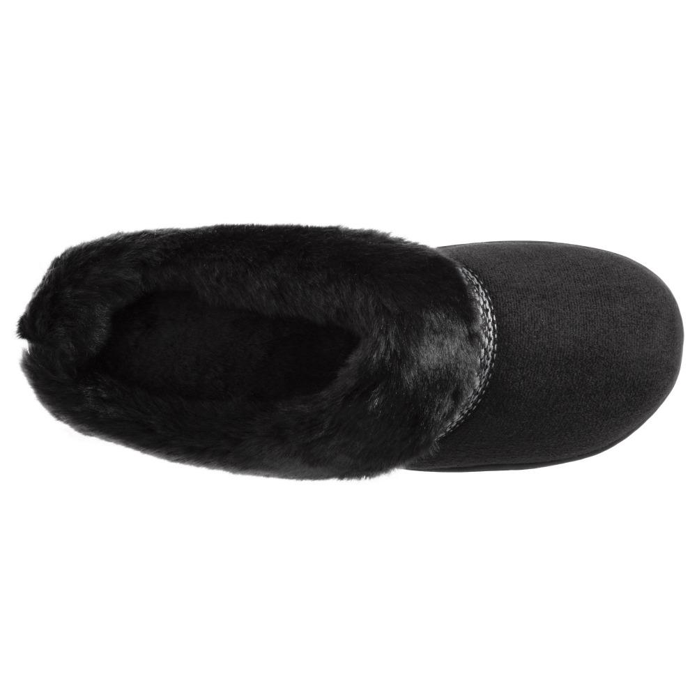 Women's Basil Microsuede Hoodback Slippers Black Inside Top View