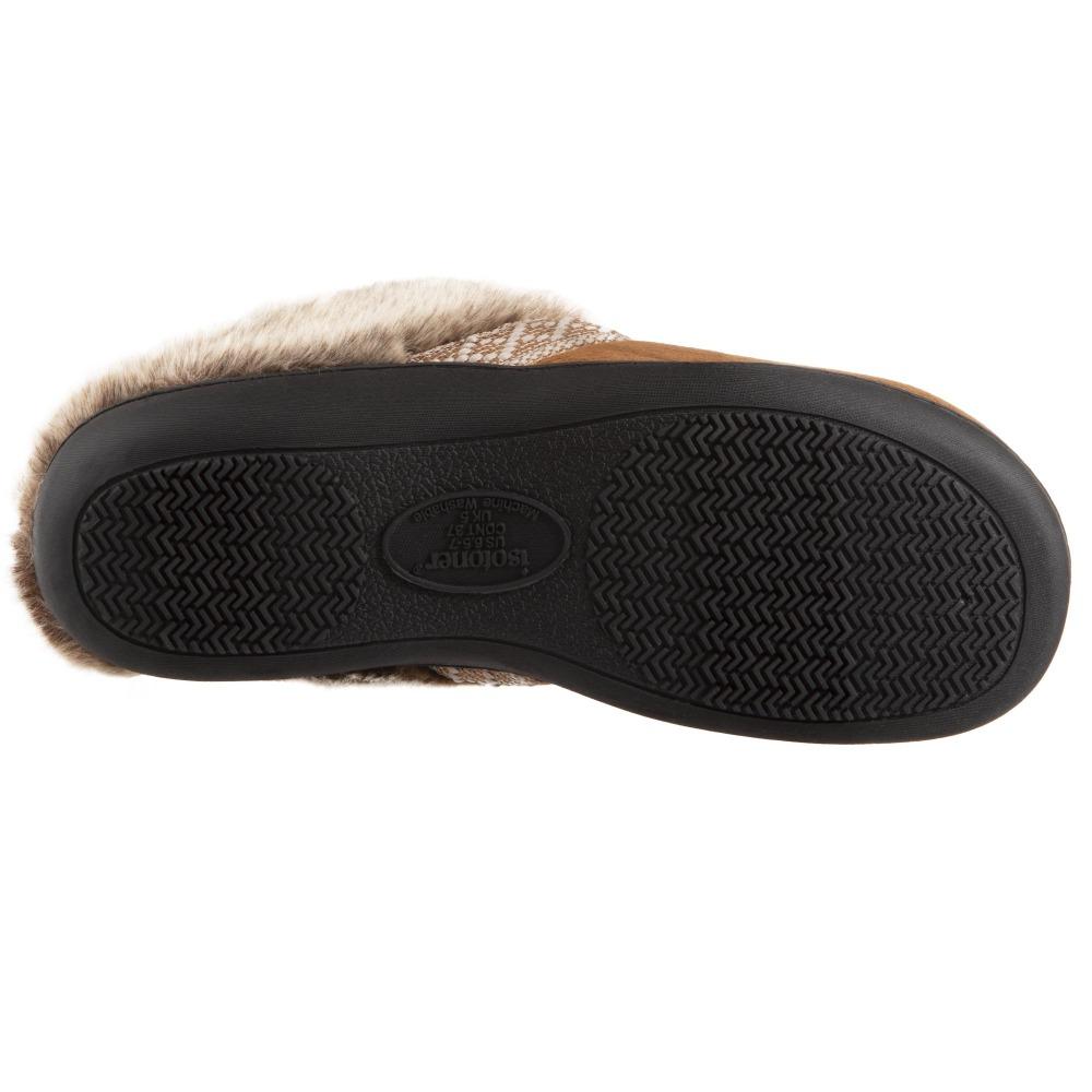 Women's Microsuede Basil Hoodback Slippers in Cognac Bottom Sole Tread