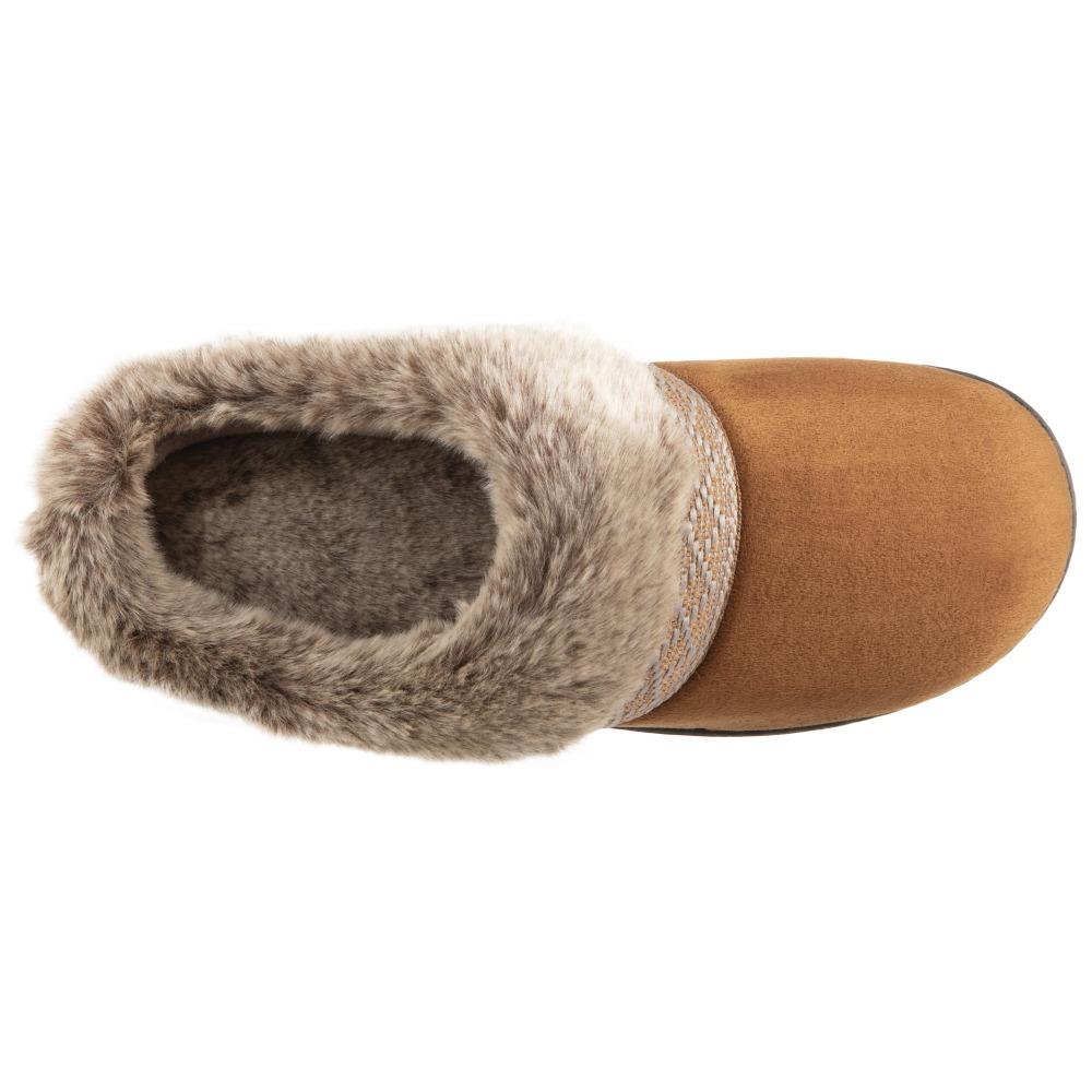 Women's Microsuede Basil Hoodback Slippers in Cognac Inside Top View