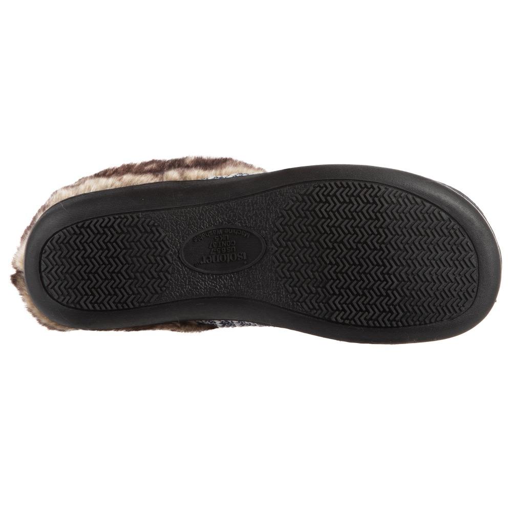 Women's Basil Microsuede Hoodback Slippers in Navy Blue Bottom Sole Tread